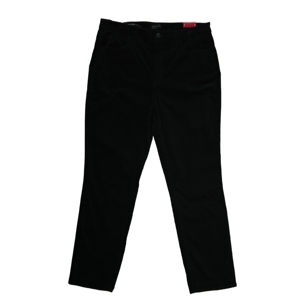 NEW Talbots Velveteen Pants Women's Size 14 Black Curvy High Waist Full Length